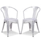 Costway Set of 2 Silver Vintage Tolix Style Stackable Bistro Metal Arm Chair