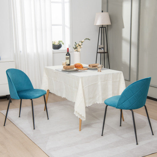 Costway Set of 2 Teal Upholstered Velvet Dining Chair with Metal Base for Living Room
