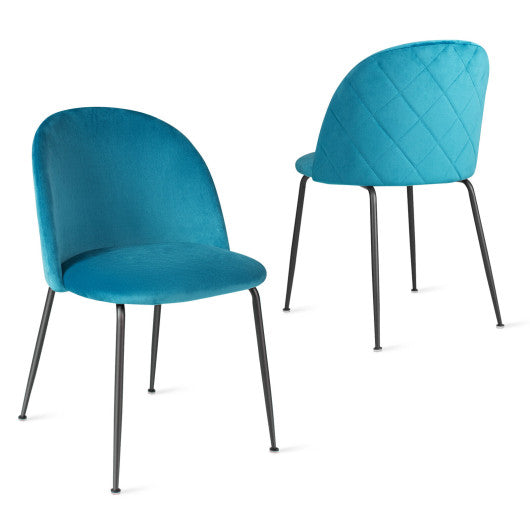 Costway Set of 2 Teal Upholstered Velvet Dining Chair with Metal Base for Living Room
