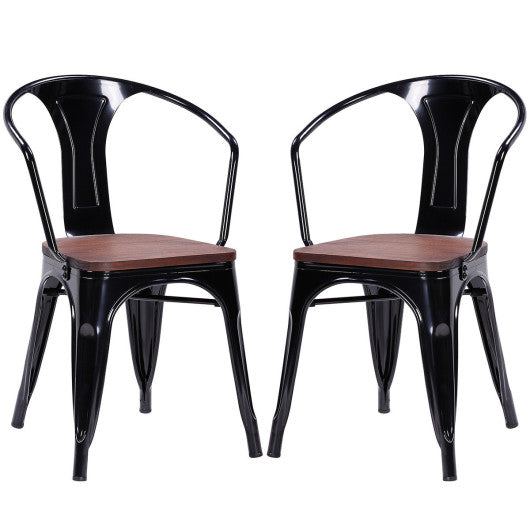 Costway Set of 2 Tolix Style Black Armchair