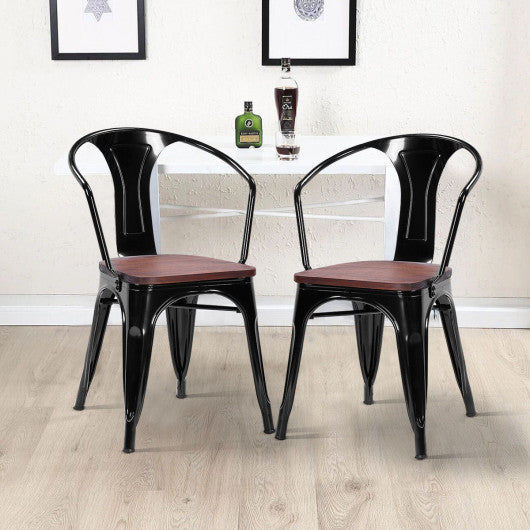 Costway Set of 2 Tolix Style Black Armchair