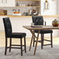 Costway Set of 2 Tufted Back Bar Stools with Rubber Wood Legs and Button