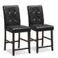 Costway Set of 2 Tufted Back Bar Stools with Rubber Wood Legs and Button