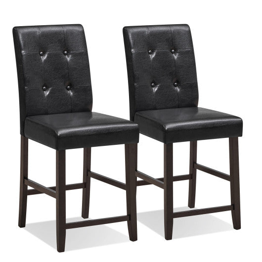 Costway Set of 2 Tufted Back Bar Stools with Rubber Wood Legs and Button