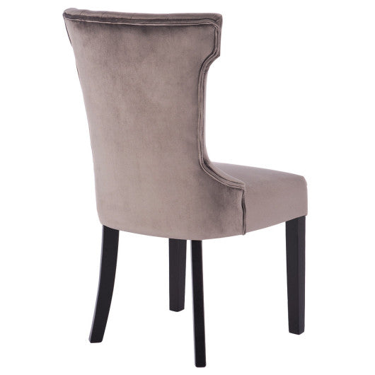 Costway Set of 2 Tufted Upholestered Armless Dining Chair with Wood Legs