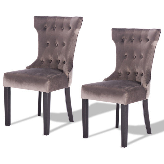 Costway Set of 2 Tufted Upholestered Armless Dining Chair with Wood Legs
