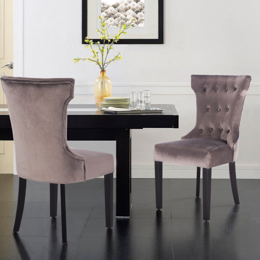 Costway Set of 2 Tufted Upholestered Armless Dining Chair with Wood Legs