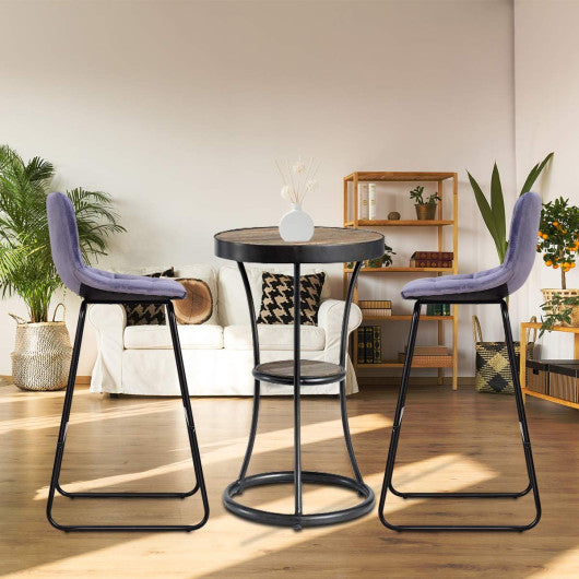 Costway Set of 2 Velvet Bar Stools Pub Kitchen Chairs