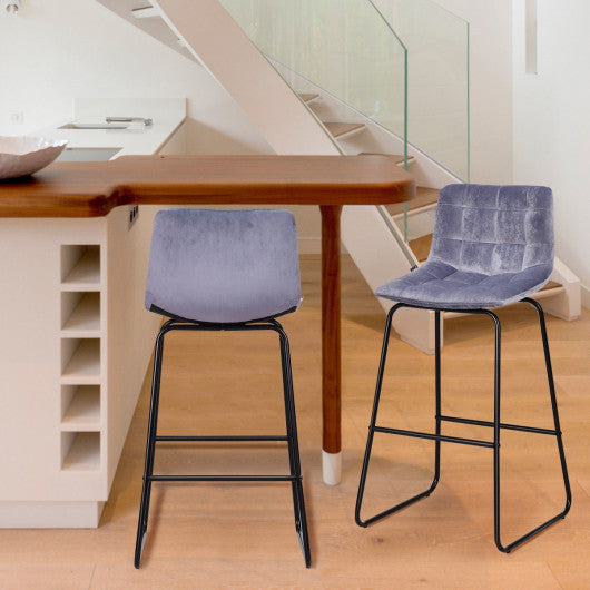 Costway Set of 2 Velvet Bar Stools Pub Kitchen Chairs