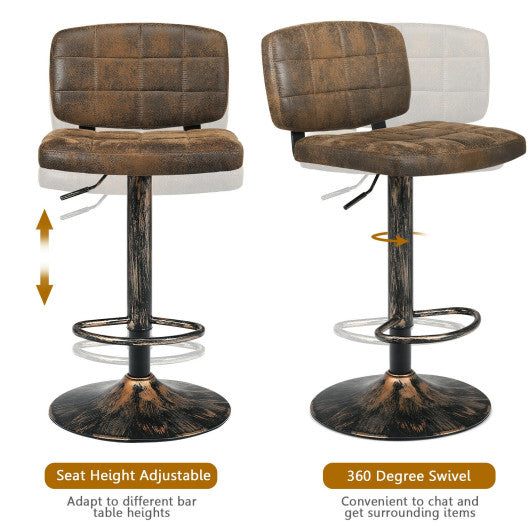 Costway Set of 2 Vintage Bar Stools with Adjustable Height and Footrest