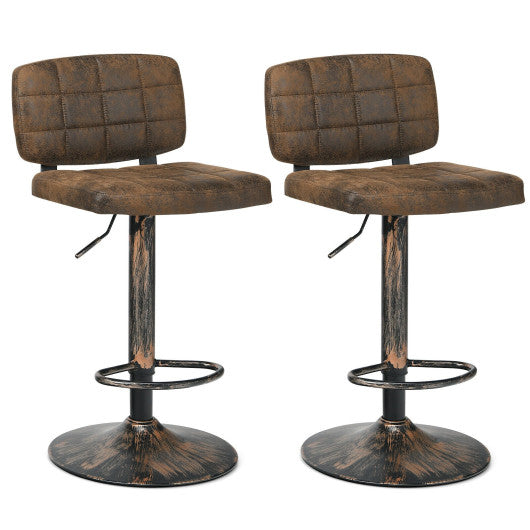 Costway Set of 2 Vintage Bar Stools with Adjustable Height and Footrest