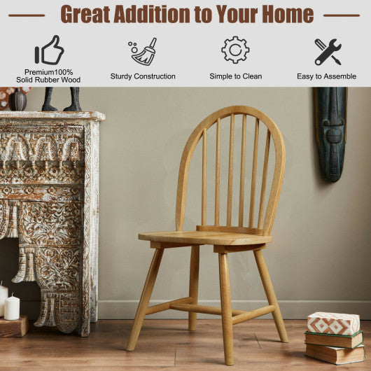 Costway Set of 2 Vintage Windsor Wood Chair with Spindle Back for Dining Room