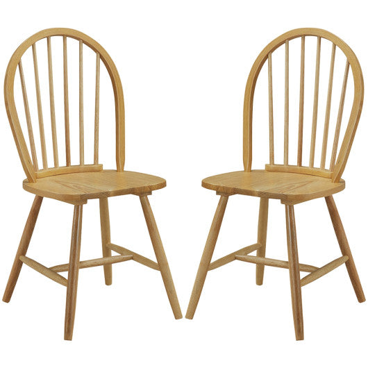 Costway Set of 2 Vintage Windsor Wood Chair with Spindle Back for Dining Room