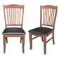 Costway Set of 2 Walnut Armless Slat Back PU Leather Dining Chairs