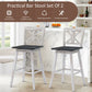 Costway Set of 2 White 360-Degree Swivel Bar Stools for Home Restaurant
