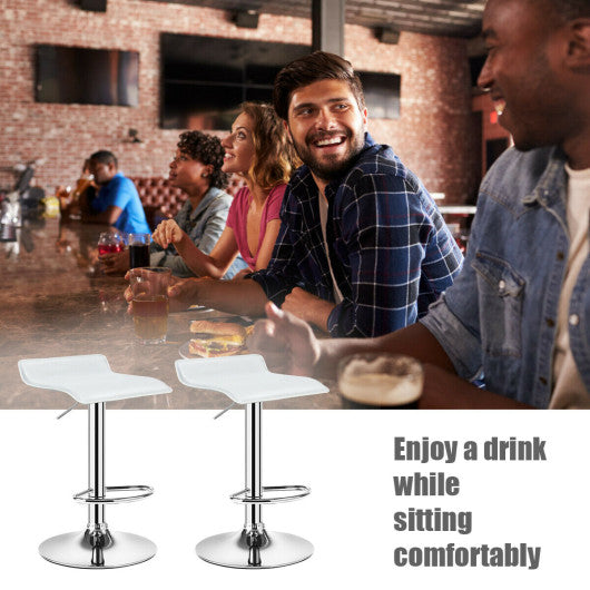 Costway Set of 2 White Adjustable PU Leather Backless Bar Stools