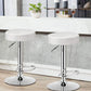 Costway Set of 2 White Adjustable Round PU Leather Swivel Barstool with Chrome Footrest
