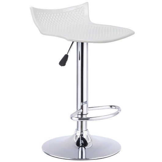 Costway Set of 2 White Adjustable Swivel Bar Stools ABS Seat