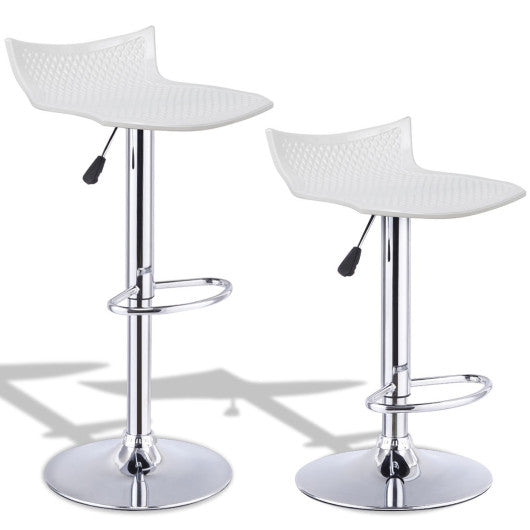 Costway Set of 2 White Adjustable Swivel Bar Stools ABS Seat