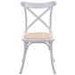 Costway Set of 2 White Cross Back Solid Wood Rattan Seat Dining Chair