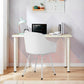 Costway Set of 2 White Metal Frame Modern Molded Shell Plastic Dining Chair