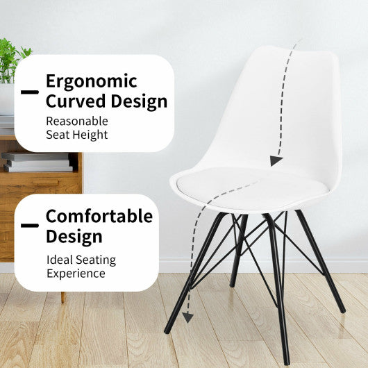 Costway Set of 2 White Mid Century Modern Side Chairs with PU Seat