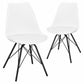 Costway Set of 2 White Mid Century Modern Side Chairs with PU Seat