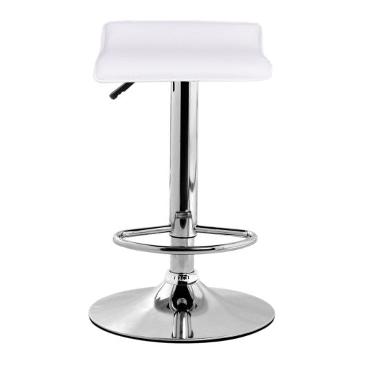Costway Set of 2 White Modern Leather Bar Stool Adjustable Swivel Dining Counter Chair