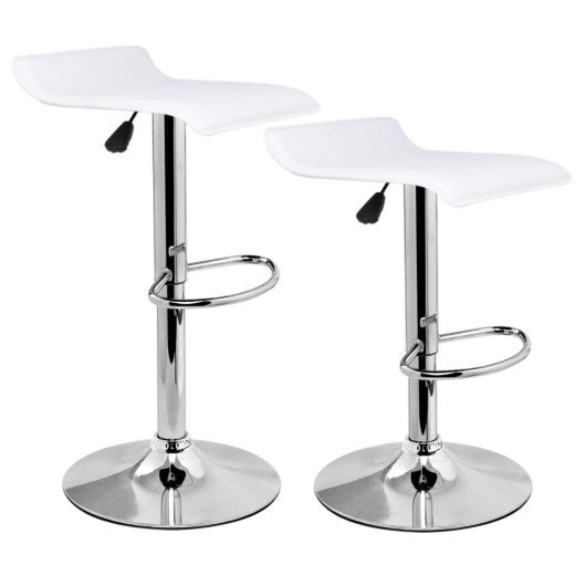 Costway Set of 2 White Modern Leather Bar Stool Adjustable Swivel Dining Counter Chair