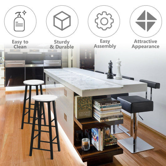 Costway Set of 2 White Pub Bistro Dining Height Bar Stool