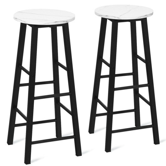 Costway Set of 2 White Pub Bistro Dining Height Bar Stool