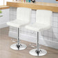 Costway Set of 2 White Square Swivel Adjustable PU Leather Bar Stools with Back and Footrest