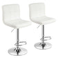 Costway Set of 2 White Square Swivel Adjustable PU Leather Bar Stools with Back and Footrest
