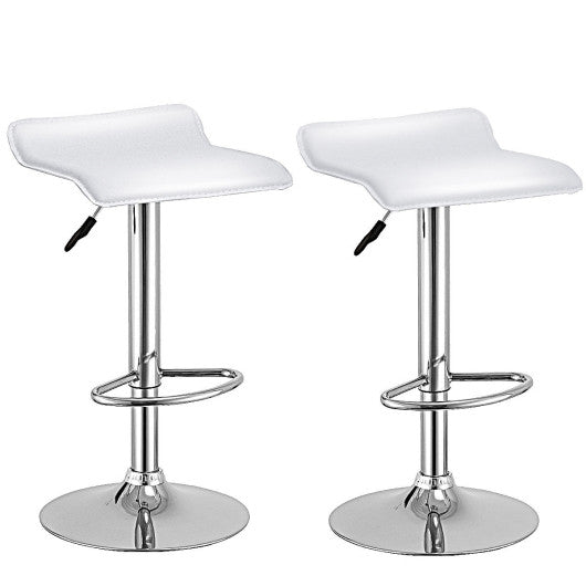 Costway Set of 2 White Swivel Bar Stools Backless Dining Chair