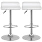 Costway Set of 2 White Swivel Bar Stools Backless Dining Chair