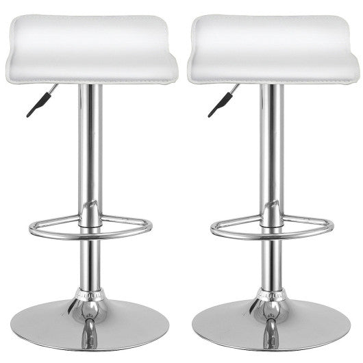 Costway Set of 2 White Swivel Bar Stools Backless Dining Chair