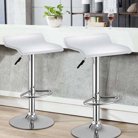 Costway Set of 2 White Swivel Bar Stools Backless Dining Chair