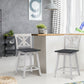 Costway Set of 2 White Swivel Counter Height Bar Stools with Solid Wood Legs