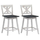 Costway Set of 2 White Swivel Counter Height Bar Stools with Solid Wood Legs