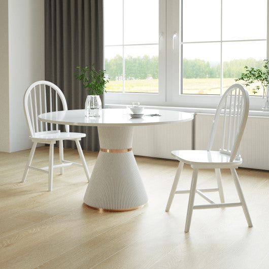 Costway Set of 2 White Vintage Windsor Wood Chair with Spindle Back for Dining Room