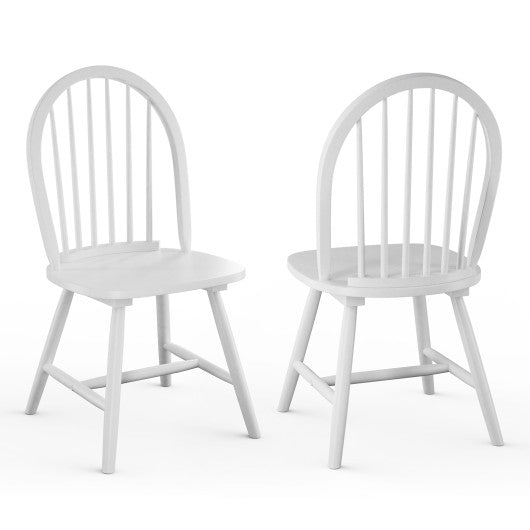 Costway Set of 2 White Vintage Windsor Wood Chair with Spindle Back for Dining Room