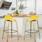 Costway Set of 2 Yellow Modern Barstools Pub Chairs with Low Back and Metal Legs