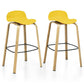 Costway Set of 2 Yellow Modern Barstools Pub Chairs with Low Back and Metal Legs