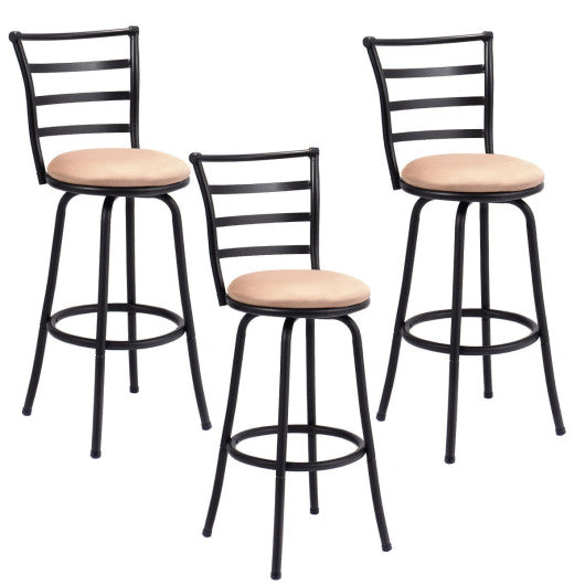 Costway Set of 3 Steel Frame Counter Height Modern Swivel Bar Stools