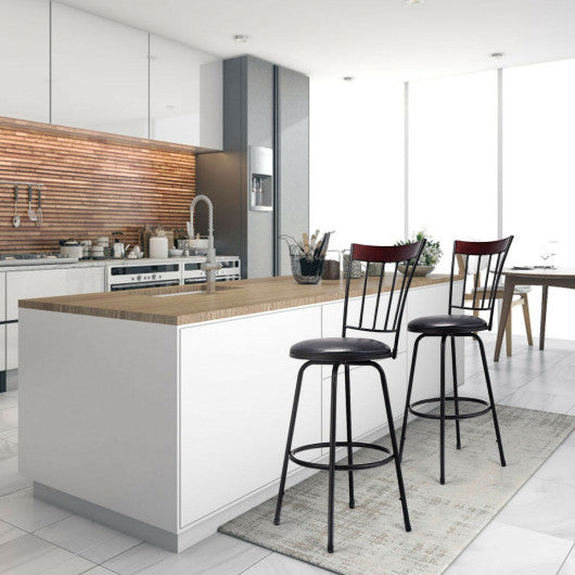 Costway Set of 3 Steel Frame PU Leather Swivel Bar Stools