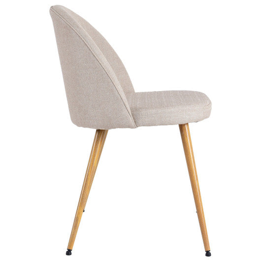 Costway Set of 4 Beige Fabric Cushion Seat Accent Arm Dining Chairs