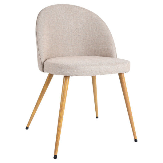 Costway Set of 4 Beige Fabric Cushion Seat Accent Arm Dining Chairs