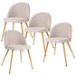 Costway Set of 4 Beige Fabric Cushion Seat Accent Arm Dining Chairs