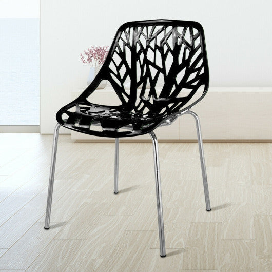 Costway Set of 4 Black Dining Birch Sapling Accent Armless Chairs