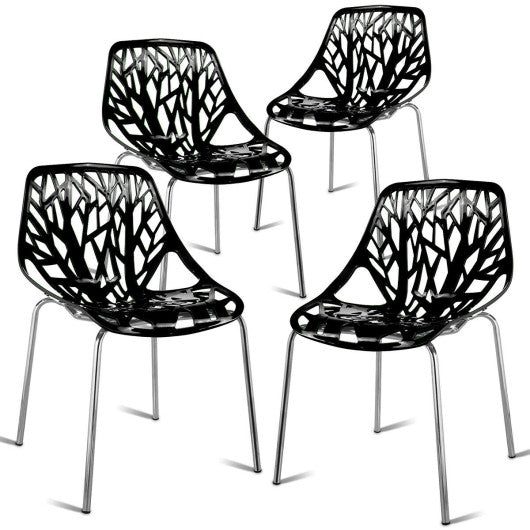 Costway Set of 4 Black Dining Birch Sapling Accent Armless Chairs